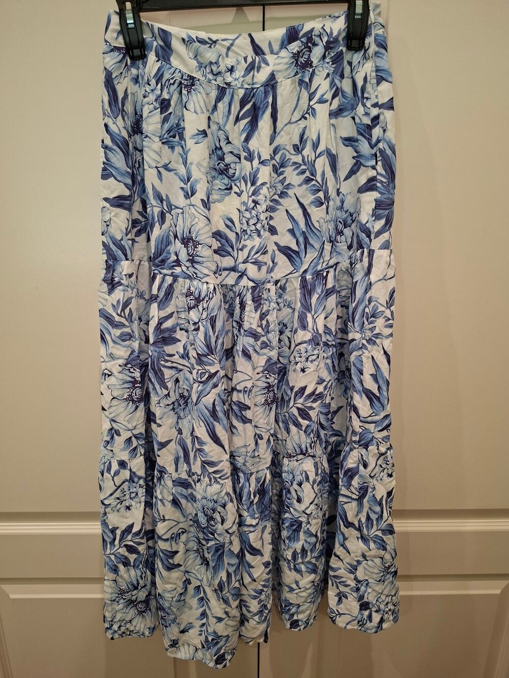 Cynthia Rowley Women's Skirt Floral Side Zip Blue White Pockets NWT